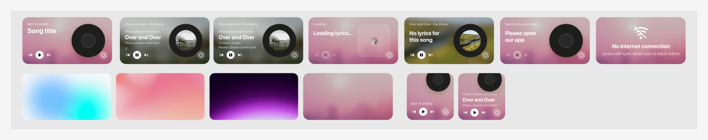Lyricast Home Screen widgets — multiple gradient styles with live lyrics